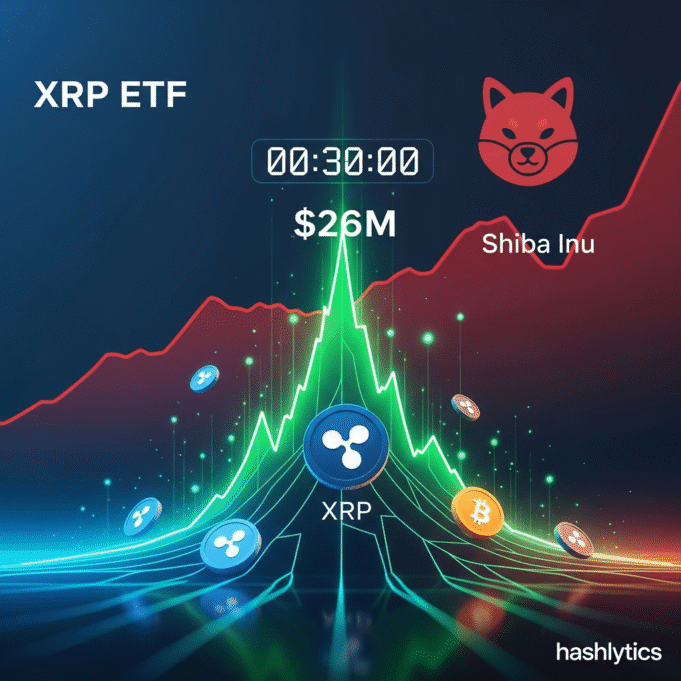 XRP ETF Hits $26M Volume in 30 Minutes, Shiba Inu Stalls