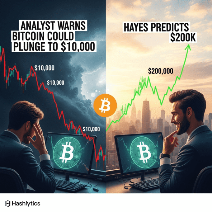 Analyst Warns Bitcoin Could Plunge to $10,000; Hayes Predicts $200K