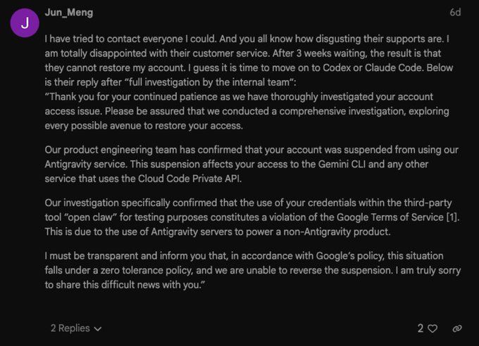 Google Bans $250/Mo Users for OpenClaw: Zero Warning, Zero Appeal Google Bans $250/Mo Users for OpenClaw: Zero Warning, Zero Appeal