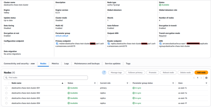 AWS Details How to Test ElastiCache Resilience
