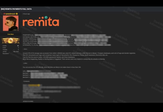 Alleged 3TB Data Breach Hits Remita; Thousands of Nigerian KYC Records Exposed