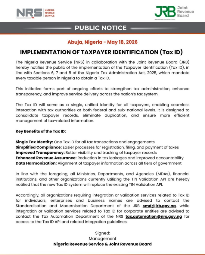 Nigeria's Tax ID Centralizes Financial Surveillance Nigeria's Tax ID Centralizes Financial Surveillance
