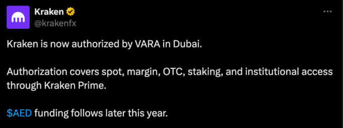 Featured image for: Kraken gains VARA approval for UAE crypto services Kraken gains VARA approval for UAE crypto services