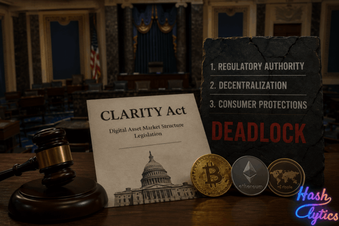 Senate Deadlocks on CLARITY Act Over 3 Crypto Disputes Senate Deadlocks on CLARITY Act Over 3 Crypto Disputes