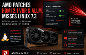 AMD Patches HDMI 2.1 VRR & ALLM, Misses Linux 7.3 AMD Patches HDMI 2.1 VRR & ALLM, Misses Linux 7.3